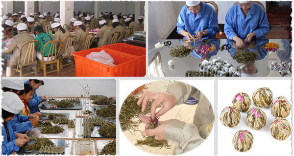 How blooming tea balls are made by hand
